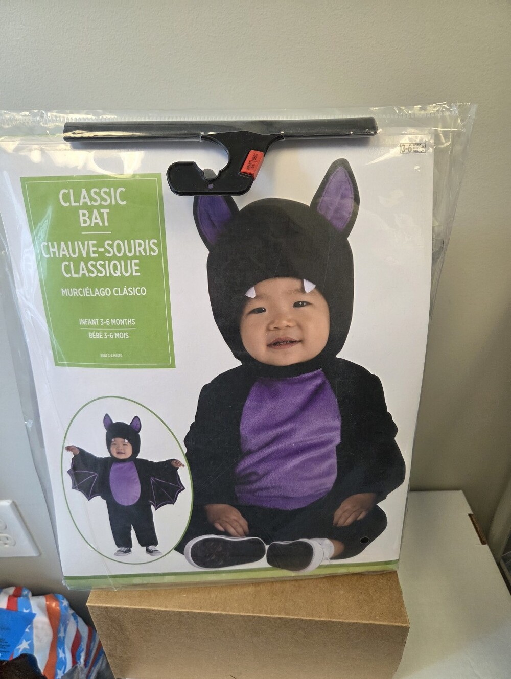 Classic Infant Bat Costume --Infant 3-6 months Halloween- Soft and Cozy--NIP